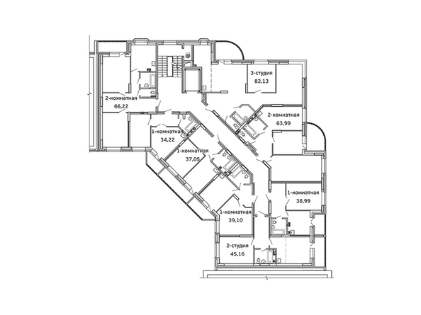 Блок-секция 2. Планировка 7-9 этажей