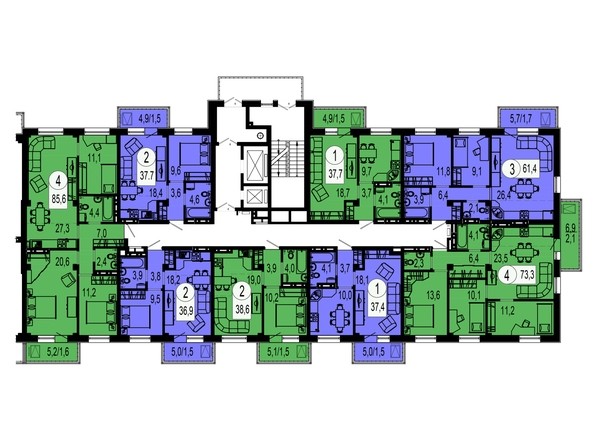 Секция 4. Типовая планировка этажа.