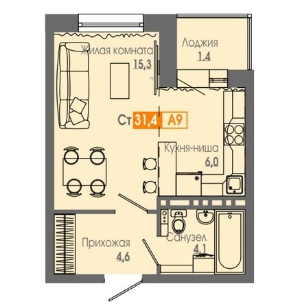 
   Продам 1-комнатную, 31.1 м², Мичуринские аллеи, дом 2

. Фото 10.
