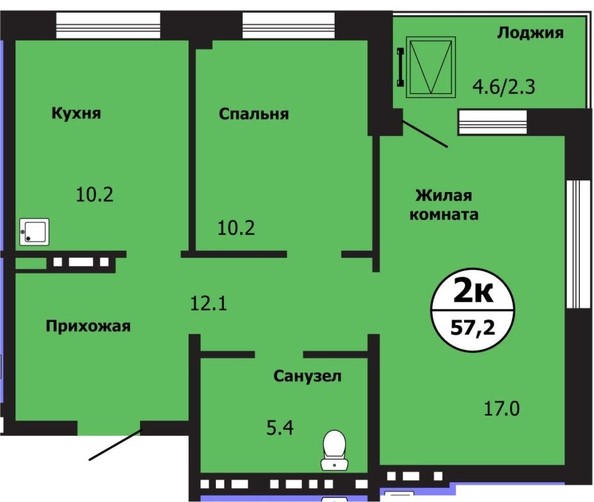 
   Продам 2-комнатную, 57.2 м², Лесников ул, 43Б

. Фото 1.