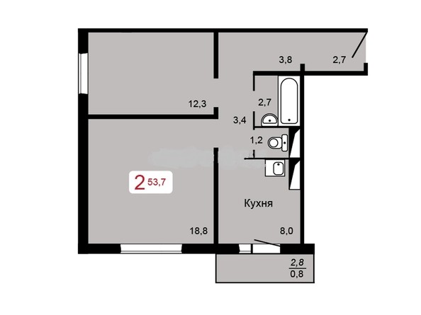 
   Продам 2-комнатную, 55.7 м², КБС. Берег, дом 4 строение 1

. Фото 1.