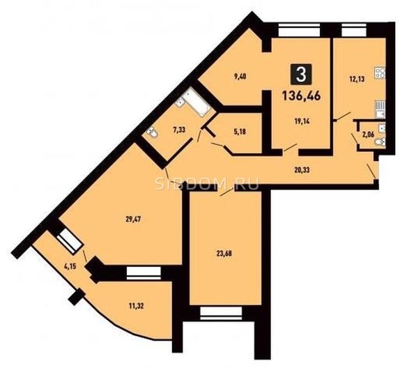 
   Продам 3-комнатную, 139.2 м², Копылова ул, 19

. Фото 1.