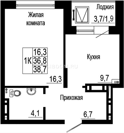 
   Продам 1-комнатную, 39 м², Подзолкова, дом 19

. Фото 1.