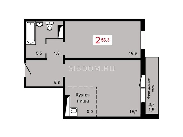 
   Продам 2-комнатную, 56.3 м², Мичурино, дом 2 строение 4

. Фото 1.