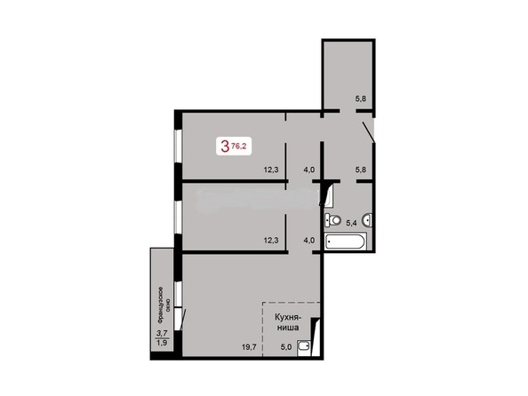
   Продам 3-комнатную, 76.2 м², Мичурино, дом 2 строение 5

. Фото 1.