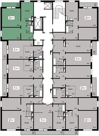 
   Продам 2-комнатную, 56.3 м², Мичурино, дом 2 строение 4

. Фото 4.