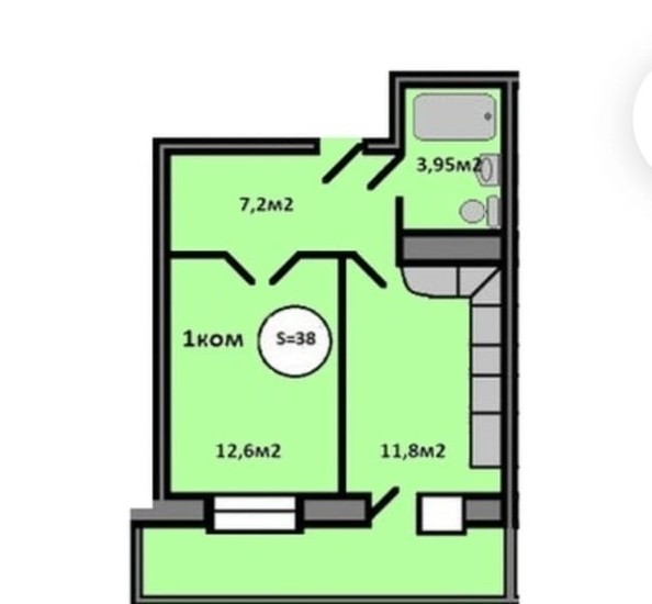 
   Продам 1-комнатную, 38.5 м², Квадро, дом 2

. Фото 1.