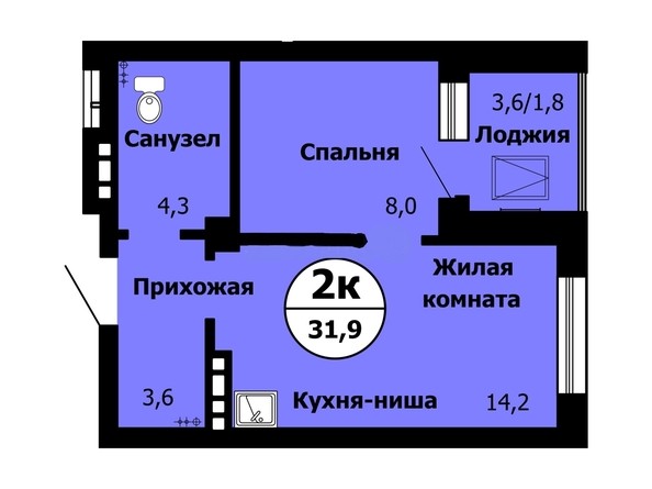 
   Продам 2-комнатную, 32.4 м², Серебряный, дом 1 корпус 2

. Фото 1.