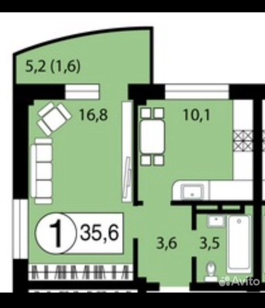 
   Продам 1-комнатную, 34.8 м², Карамзина ул, 16

. Фото 1.