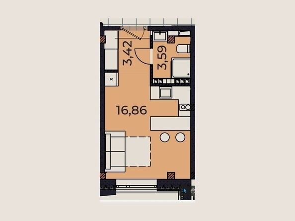 
   Продам 1-комнатный апартамент, 25.6 м², Сады ул, 6г

. Фото 1.