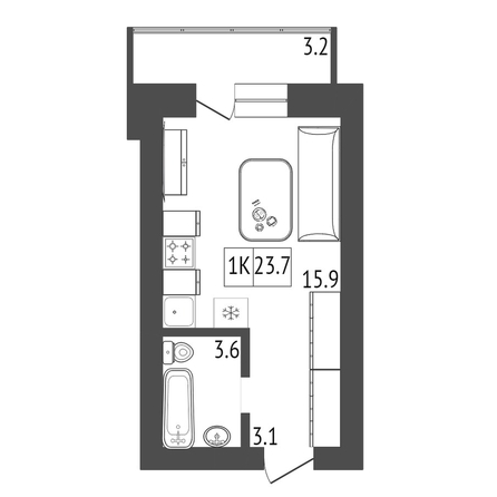 
   Продам студию, 23.7 м², 60 лет образования СССР пр-кт, 48

. Фото 1.