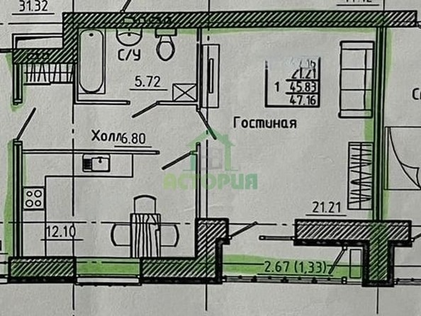 
   Продам 1-комнатную, 44.1 м², Петра Ломако ул, 4

. Фото 6.