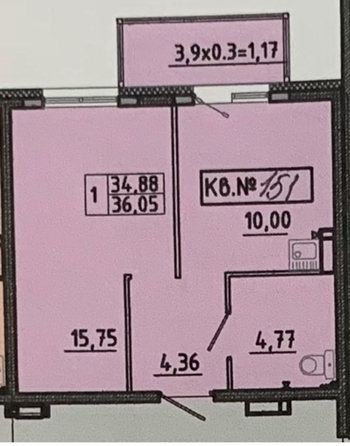 
   Продам 1-комнатную, 36.05 м², Соколовская ул, 20Б

. Фото 2.