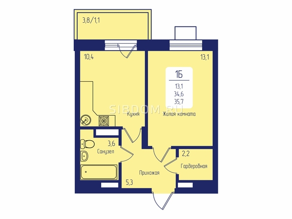 
   Продам 1-комнатную, 35.7 м², Univers (Универс), 2 квартал

. Фото 1.