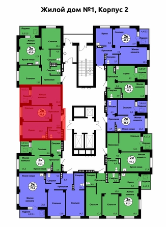 
   Продам 2-комнатную, 41.5 м², Лесопарковая ул, 43 к 1

. Фото 3.