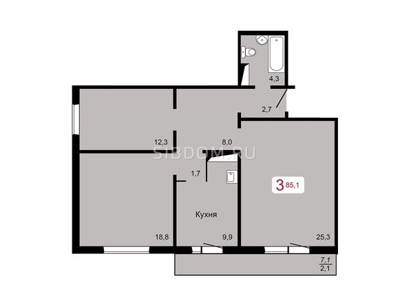 
   Продам 3-комнатную, 85.1 м², Елены Стасовой ул, 50е

. Фото 1.