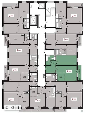 
   Продам 2-комнатную, 56.3 м², КБС. Берег, дом 5 строение 2

. Фото 1.