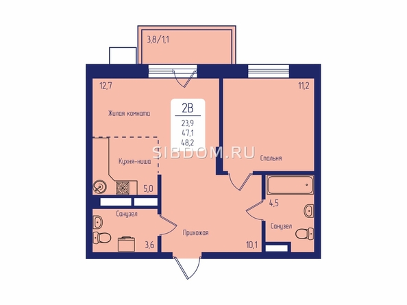 
   Продам 2-комнатную, 48.2 м², Univers (Универс), 2 квартал

. Фото 1.