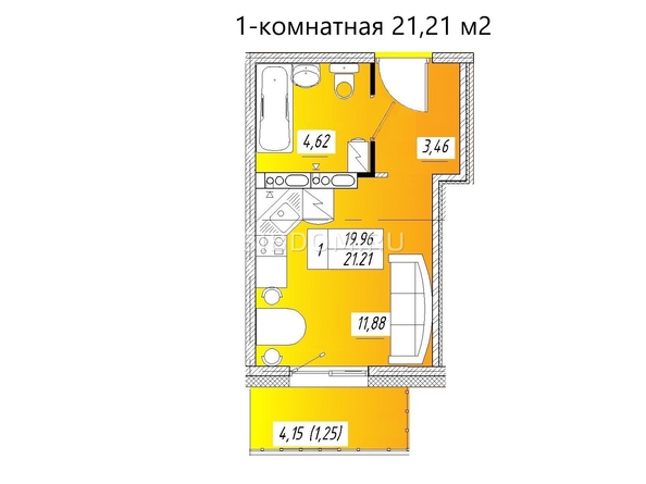 
   Продам студию, 21.21 м², 40 лет Победы ул, 2и

. Фото 1.