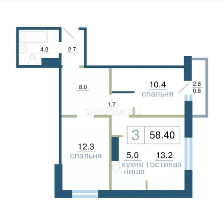 
   Продам 3-комнатную, 58.4 м², Дубенский, дом 7.2

. Фото 1.