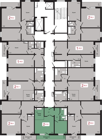 
   Продам 2-комнатную, 41.6 м², КБС. Берег, дом 5 строение 3

. Фото 2.