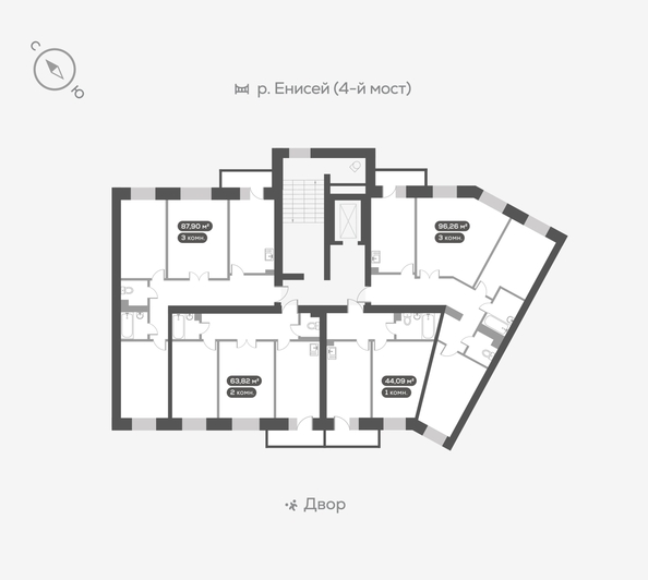 
  Продается 3-комн. квартира, 96.9 м², ЖК Академгородок, дом 7
. Фото 6.