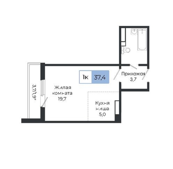 
   Продам студию, 35.6 м², Три слона, дом 1

. Фото 9.