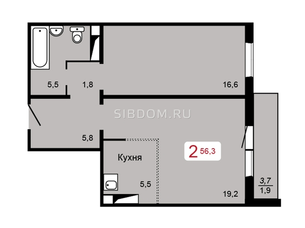 
   Продам 2-комнатную, 56.3 м², Аральская ул, 51

. Фото 1.