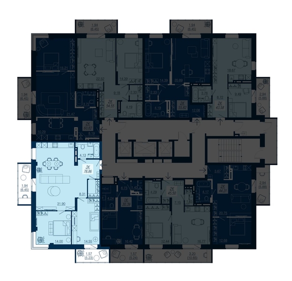 
   Продам 3-комнатную, 78.86 м², АЭРОCITY (Аэросити), дом 2

. Фото 1.