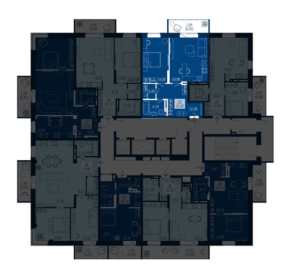 
   Продам 2-комнатную, 55.82 м², АЭРОCITY (Аэросити), дом 3

. Фото 1.