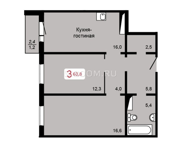 
   Продам 3-комнатную, 78.1 м², Судостроительная ул, 31

. Фото 8.