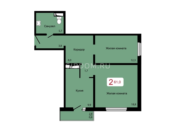 
   Продам 2-комнатную, 61 м², Мичурино, дом 2 строение 6

. Фото 1.