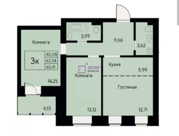 
   Продам 3-комнатную, 65.4 м², Елены Стасовой ул, 80

. Фото 6.