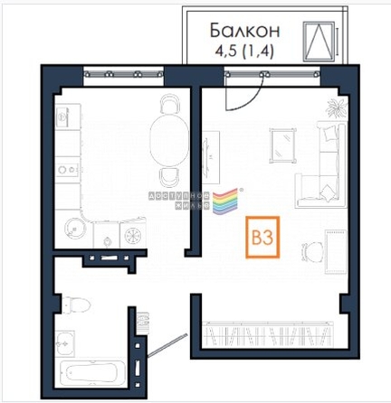 
   Продам 1-комнатную, 41 м², Соколовская ул, 64

. Фото 13.