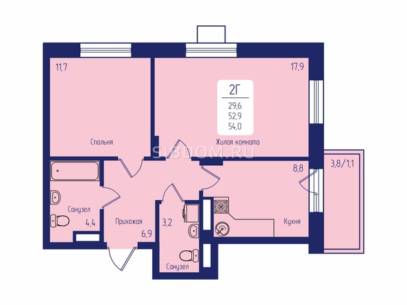 
   Продам 2-комнатную, 54.4 м², Univers (Универс), 2 квартал

. Фото 1.