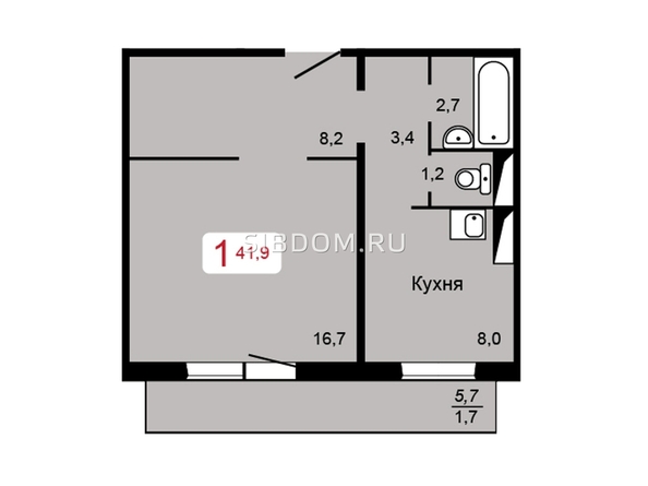 
   Продам 1-комнатную, 41.9 м², Судостроительная ул, 31к

. Фото 1.