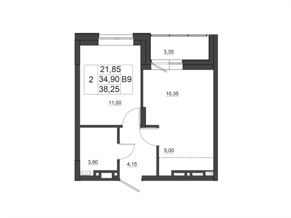 
   Продам 2-комнатную, 38.25 м², Дивные Дали, дом 1

. Фото 1.