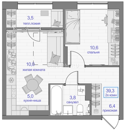 
   Продам 2-комнатную, 39.3 м², Прогресс-квартал Перемены, дом 2

. Фото 1.