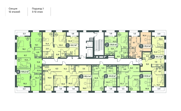 
   Продам 2-комнатную, 44 м², Три Клёна, дом 1

. Фото 2.