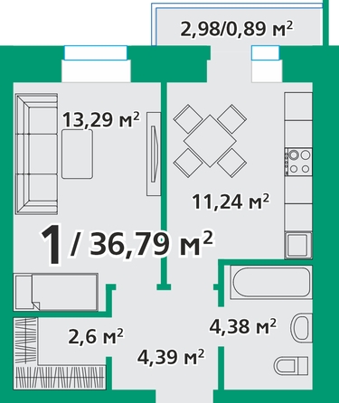 
   Продам 1-комнатную, 37.1 м², Пархоменко ул

. Фото 1.