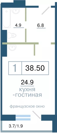 
   Продам 1-комнатную, 38.5 м², Дубровинского ул, 110в

. Фото 7.