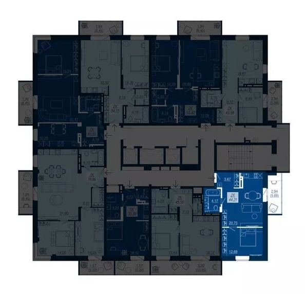 
  Продается 2-комн. квартира, 44.21 м², ЖК АЭРОCITY (Аэросити), дом 4
. Фото 1.