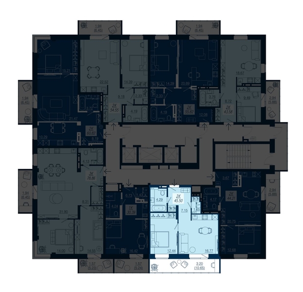 
  Продается 2-комн. квартира, 45.5 м², ЖК АЭРОCITY (Аэросити), дом 1
. Фото 1.