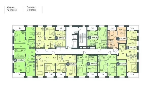 
  Продается 3-комн. квартира, 88.4 м², ЖК Три Клёна, дом 1
. Фото 2.