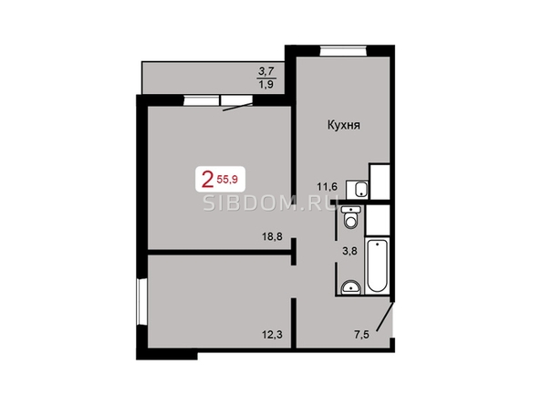 
  Продается 2-комн. квартира, 55.9 м², ЖК Мичурино, дом 2 строение 4
. Фото 1.