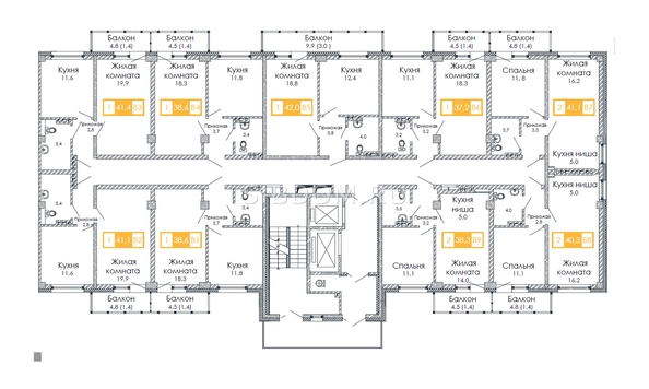 
  Продается 2-комн. квартира, 41.4 м², ЖК Мичуринские аллеи, дом 1
. Фото 2.