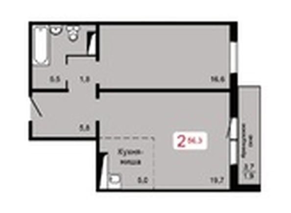 
  Продается 2-комн. квартира, 56.3 м², ЖК Мичурино, дом 2 строение 5
. Фото 1.