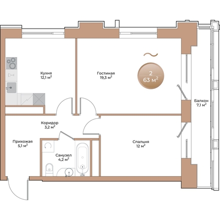 
  Продается 2-комн. квартира, 58 м², ЖК Небо над Енисеем, корпус 3
. Фото 1.