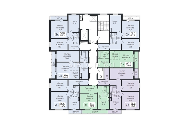 
  Продается 3-комн. квартира, 75.8 м², ЖК Три слона, дом 2
. Фото 8.