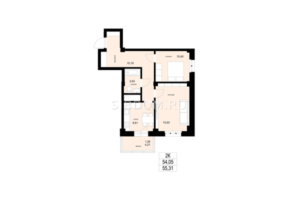 
  Продается 2-комн. квартира, 55.31 м², ЖК ЛЕТО, дом 2
. Фото 1.